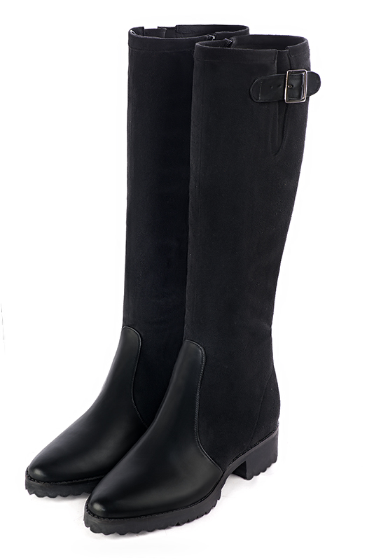 French elegance and refinement for these satin black knee-high boots with buckles, 
                available in many subtle leather and colour combinations. Record your foot and leg measurements.
We will adjust this beautiful boot with inner zip to your leg measurements in height and width.
The outer buckle allows for width adjustment.
You can customise the boot with your own materials, colours and heels on the "My Favourites" page.
 
                Made to measure. Especially suited to thin or thick calves.
                Matching clutches for parties, ceremonies and weddings.   
                You can customize these knee-high boots to perfectly match your tastes or needs, and have a unique model.  
                Choice of leathers, colours, knots and heels. 
                Wide range of materials and shades carefully chosen.  
                Rich collection of flat, low, mid and high heels.  
                Small and large shoe sizes